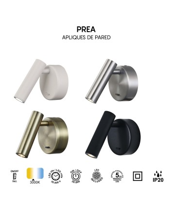 PREA * APLIQUE NEGRO LECTOR LED 3W 3000K